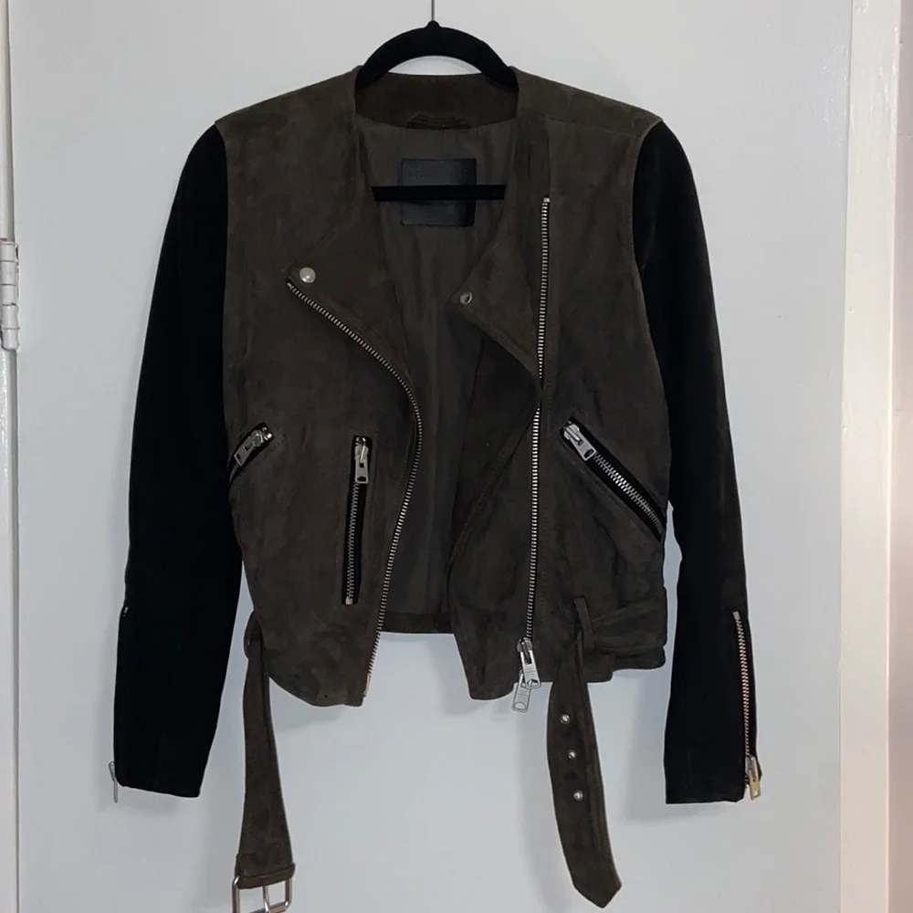 All Saints Suede Biker Jacket S - Picture 5 of 13